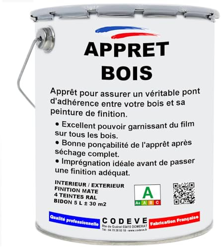 Appret Bois - Codeve Bois/RAL 7016 - Gris anthracite - 5L - Intérieur/extérieur - Pour Bloquer La Porosité D'un Fond En Bois Pour Une Belle Finition.