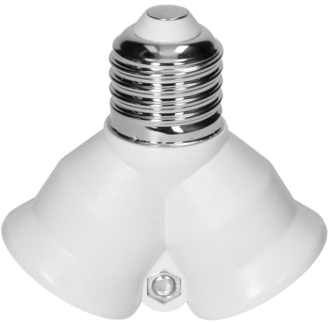 Miratic Adattatore di Sorgente Luminosa E27 Sdoppiatore Finitura Bianca Splitter Ampio Uso Portalampada 230V 50Hz (2 x E27)