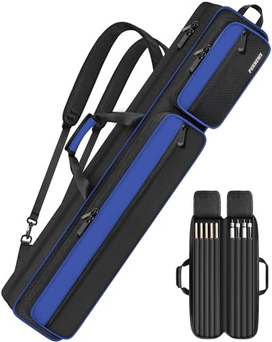 PEKREWS Pool Cue Case, Pool Stick Case 4x5 with Multiple Pockets Holds 4 Butts 5 Shafts, Soft Padded Sturdy Pool Cue Bag, Billiard Cue Backpack with Adjustable Shoulder Straps for Men and Women