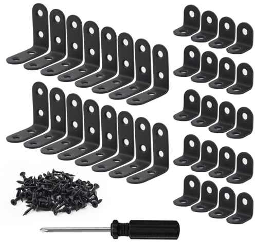 36 Pièces Equerre de Fixation,Equerre Metal 20X20mm et 40X40mm,Petite Équerre Noir,Équerre Support Acier Inoxydable en Forme de L,Équerre Angle 90 Degrés,pour la Réparation et la Fixation de Meubles