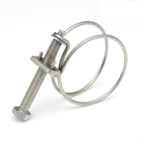 Oniissy 10PCS Double Wire Hose Clips - Stainless Steel, Pond Pipe Koi Fish Fitting Pump,for Pond and Fish Tank Accessories,Double Wire Hose Clips Adjustable 304 Stainless Steel Hose Clamps(17-22mm)