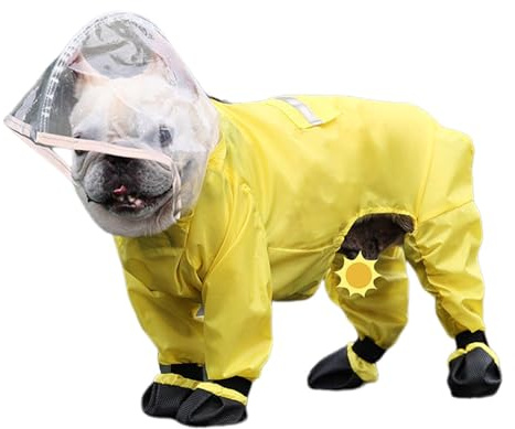 Regenmantel für Hunde, Regenmantel für Hunde, Regenponcho, wasserdicht, reflektierend, für Dackel, Windjacke für Hunde, transparente Kapuze, wasserdicht für Hunde Gr