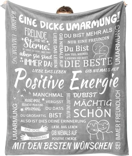 Hsientpe Kuscheldecke Flanell 150 x 200 cm Flauschig Weich – Grau EINE Dicke Umarmung | Wohndecke Geschenk für Beste Freundin & Schwester | Geburtstag Weihnachten Valentinstag
