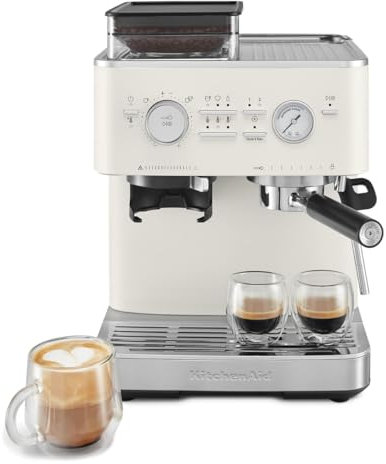 KitchenAid KES6551PL Machine à expresso semi-automatique avec moulin à bavures 2,5 l Blanc porcelaine
