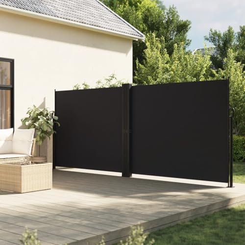 Xichuzi Seitenmarkise Ausziehbar Schwarz 160x1200 cm, Balkon Markise, Sonnenschutz, Balkon überdachung, Sonnenmarkise, Terrassen-markisen - 4004819