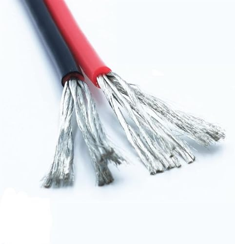 BULINO Cavo Elettrico in Silicone Morbido Resistente al Calore, 12AWG 14AWG 16AWG 22AWG 24AWG, 1 Metro Nero + 1 Metro Rosso for l'elettronica (Dimensioni: 1 m, Colore: 20 AWG)(22 Awg)