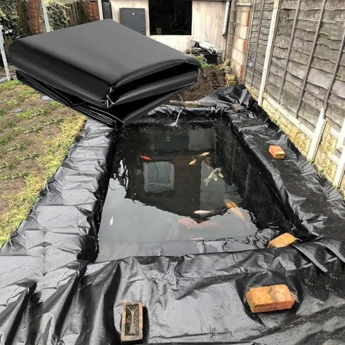 Revestimiento de estanque de refuerzo impermeable de HDPE negro, lámina para estanque de natación, lona para estanque de jardín, base de revestimiento para estanques de peces, fuentes y cascadas(3x7m)