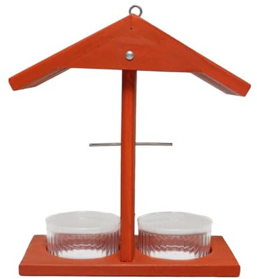 Hängender Vogelmacher – Vogelfutterstation aus Holz, hängend, Vogelfutterstation | Oriole Bird Feeders Hangable, wetterfest, doppelte Tassen, für Ja