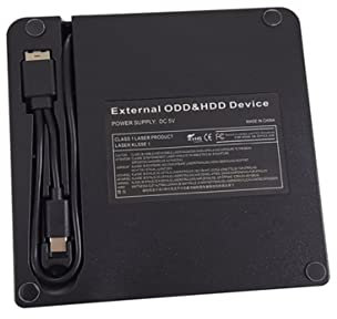 DIYEAH Grabadora de DVD Externa Tipo C Multifuncional para Portátil y Pc, Unidad Óptica Externa USB Ligera y Compacta, Compatible con Sistemas Operativos Comunes, Color Negro
