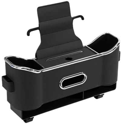 Hitchuey Organizador de respaldo de asiento de coche, 6 en 1, multifunción, con 2 soportes para bebidas, pañuelos, ganchos, teléfono móvil, paraguas y más accesorios para el coche, color negro