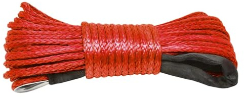 Hochleistungs Abschleppgurt 15m 6mm Windenseil Anhängerwindenseil 7700lbs mit Haken Abschleppseil Abschleppwindenkabel Seil Schnurleitung(Red)