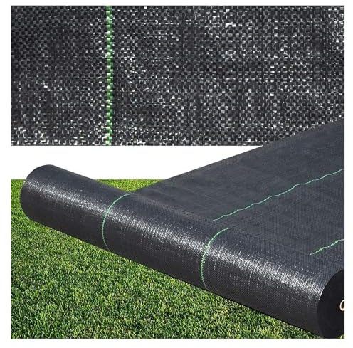 Kraftigt ogräsbarriärtyg – UV-stabiliserat svart landskap marktäckningsmembran 90 gsm ogräsbekämpning matta 0,4 m x 100 m (1,3 fot x 328 fot) för effektiv ogräsbekämpning