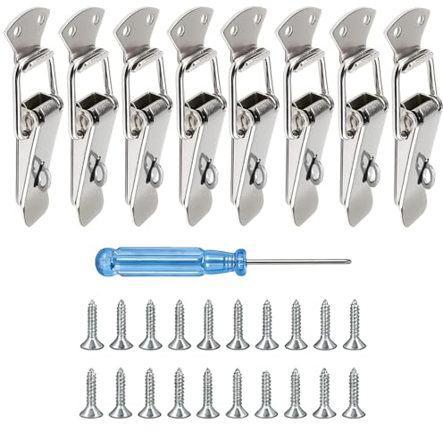 Catch Spring Loaded Toggle Latches, Stainless Steel Catch Clamp Clips, Padlockable Hasp with Buckle for Toolbox Mailbox Drawer Cabinet Case Door Closet Locker, Hardware Replacement, 56mm 8pcs
