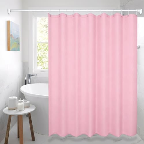 Dekorinex 180x200 cm Rideaux de Douche Tissu Imperméable Anti Moisissure | Rideau Douche Rose, Rideau de Salle de Bain Peva Imperméable avec Crochets, Rideaux de Douche Anti Moisissure