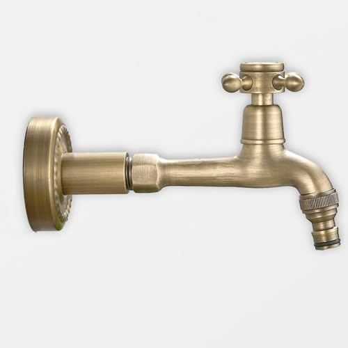 XSDSM Robinet Mural Exterieur Antique G1/2 Robinet Machine À Laver Eau Froide Uniquement À Trou Unique pour Auge En Pierre Ou Poteau De Patio,16cm