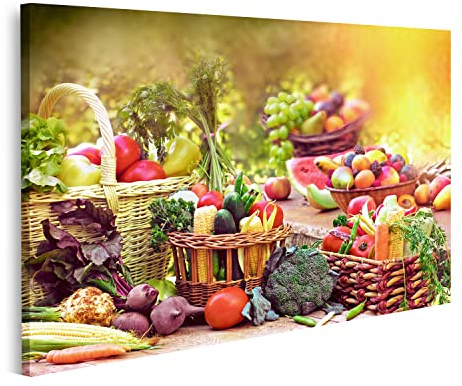 islandburner Bild auf Leinwand Frisches Bio Obst Und Gemüse Küchenbild Bilder Wandbilder Poster