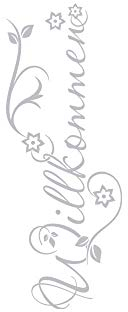 GRAZDesign Fensteraufkleber Willkommen Blumen, Fenstertattoo Flur, Eingang, Aufkleber für Glastüren / 79x30cm