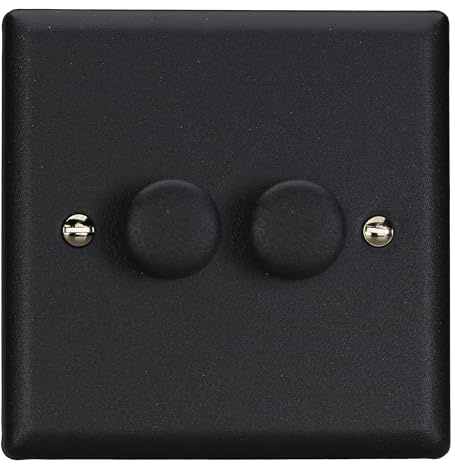 Varilight Double V-Pro Rotary 2-Way LED Dimmer 2 x 0-120W - Urban Matt Black with Matt Black Knob, JYP252.MB