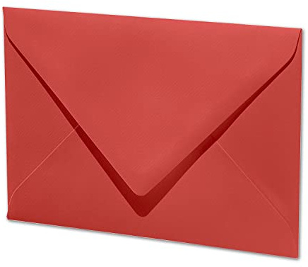 ARTOZ 50x Briefumschläge gerippt - Rot - DIN B6 178 x 125 mm - Kuvert ohne Fenster - Umschläge mit Nassklebung - Spitze Verschlusslasche