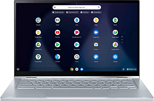 ASUS Chromebook C425 Clamshell Laptop 14 FHD 4-Way NanoEdge, processore Intel Core m3-8100Y, 8GB RAM, 64GB eMMC Storage, KB retroilluminato, Argento, Chrome OS, C425TA-DH384