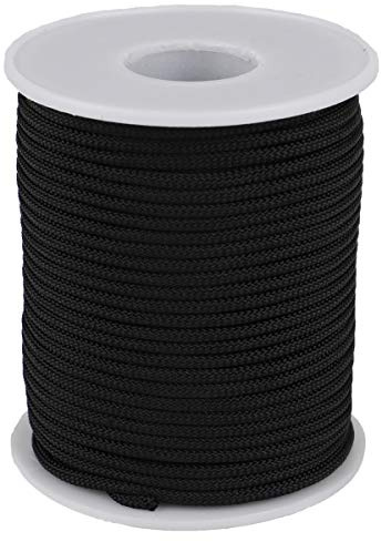 Cordel de Nailon para Collar Pulsera Fabricación de Joyas Accesorios para Manualidades (2mm-98feet, Negro)