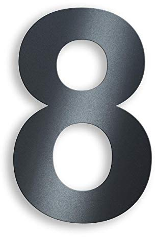 Metzler Hausnummer aus massivem Stahl in Anthrazit - RAL 7016 Anthrazitgrau Feinstruktur Pulverbeschichtet - Schrift Arial - Höhe 14 cm - Ziffer 8