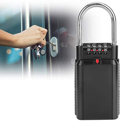 Jenngaoo Key Lock Box, Outside Lockbox for House Keys, Key Hiders Storage Lock Box, Large Capacity with Removable Shackle Loop for Outdoor, Hotels, Schools(Black)