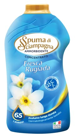 Spuma di Sciampagna - Ammorbidente Lavatrice Liquido Fragranza Fresca Rugiada, Formula Concentrata Neutralizza Odori Efficace Anche a Basse Temperature - 1300 ml - 65 Lavaggi