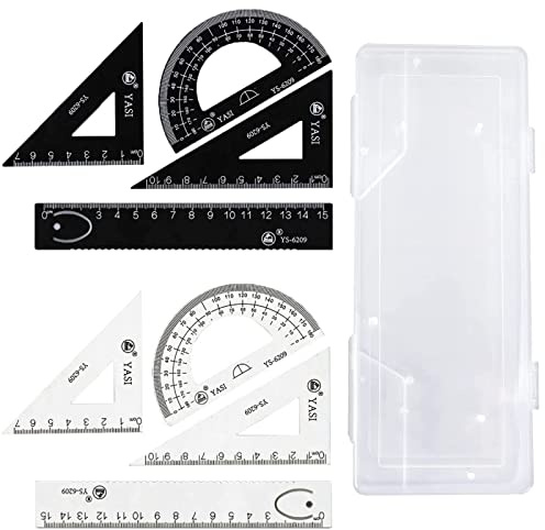 Geometrie Set Metall Dreikantmaßstab Maßstab Lineal Set Zeichnungsset Zeichnen Lineal Set Mathematik Geometrie Werkzeug mit Aufbewahrungsbox für Schüler,Technische Zeichnungen (8 Stück)