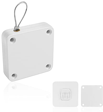 KINHARD Bianco Chiudiporta Automatico, Chiudi Porta Senza Foratura, Molla Chiudiporta con Cordino da 1,2 m, Adatto a Tutti i Tipi di Porte in Lega di Alluminio, Porte in Legno, Porte Scorrevoli
