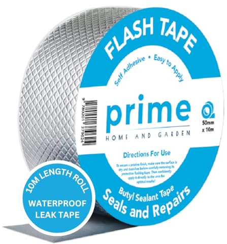 Butyl Flash Tape 50mm(5cm) x10m for Roof and Waterproof Tape for Leaks Repair Aluminum Coating Flashing Repair Sealant Seal Strip for Repairing Roof Crack, Gutter and Holes - 2 Inch