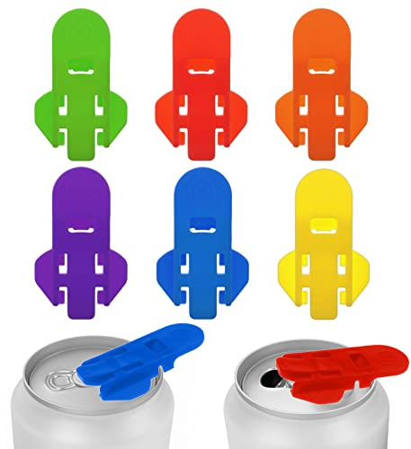 Giantree 6Pcs Manual Easy Can Opener, Drink Protector for Soda Beer Coke | Colored Anti Insect and Fly Beverage Barricade Protects Cold Drinks from Bees at Picnic BBQ