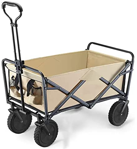 MUGGU Gartenwagen, 600D Oxford, Große Räder, Zusammenklappbarer Festival-, Einkaufs-, Camping-, Picknickwagen, Trolley Mit Maximaler Kapazität 200 Kg