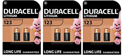 6X Duracell 123 Batterie Lithium (3 Blister Da 2 Batterie) 6 Pile (CR123 / CR123A / CR17345)