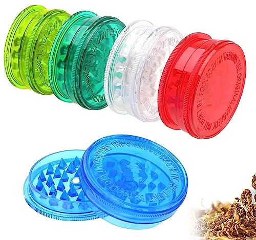 Plastic Herb Grinder 3 Part Magnetic Shark Teeth Assorted Colours, 60mm 3 Piece Herb Grinders, Portable and Pocket Size, Smell Proof Airtight Stash Compartment (Random Assorted Colours)