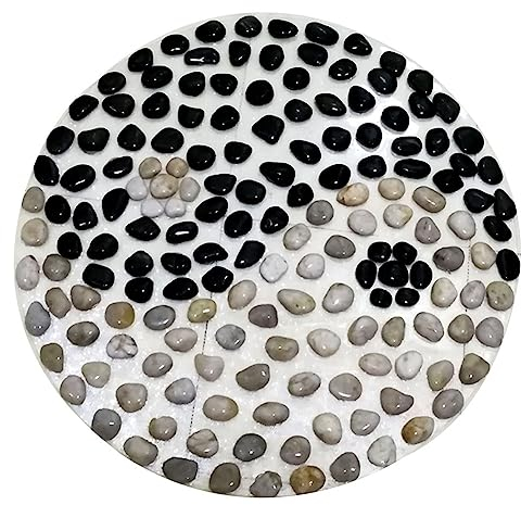 GRRICEPL Kieselstein Fußmassage Kissen, Rund Badezimmer Massagematte Akupressur-Matte, Anti-Rutsch Waschbar (Farbe : Multi-Colored-B, Größe : 60cm Diameter)