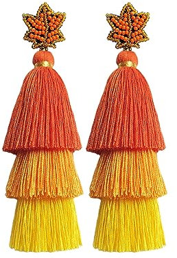 fdsmall Weihnachtsbaum Ohrringe Sterne Ohrring für Frauen Nette Ornament Dangle Drop Ohrring Haken Hypoallergene Böhmische Ohrringe Lange Quaste Ohrringe Weihnachtsfeier Schmuck Geschenk… (Orange)