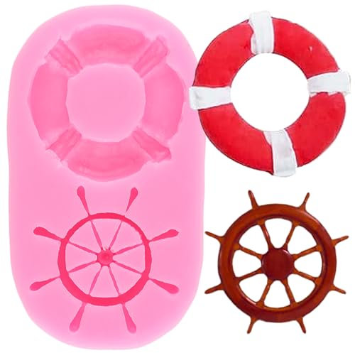 XMOLDNMS Anker Ruder Silikonformen Rettungsring Fondant Form für Kuchendekoration, Cupcake-Topper, Süßigkeiten, Schokolade, Gummipaste, Polymerton