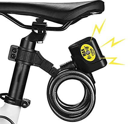Hapivida Candado de Seguridad de Cadena 110dB, Alarma Electrónica de Alta Seguridad, Candado para Bicicleta con Llave para Motocicleta, Scooter Y Bicicleta