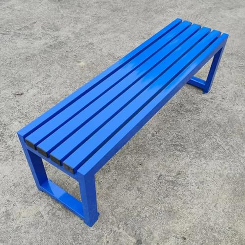 EKDJSN Gartenbank ohne Rückenlehne, Parkstuhl aus Metall, Tragkraft bis 120 kg, verzinkte Außenbänke, Veranda, Gartenmöbel for Terrasse, Park, Rasen, Hof (Color : Blauw, Size : 59in/150cm)