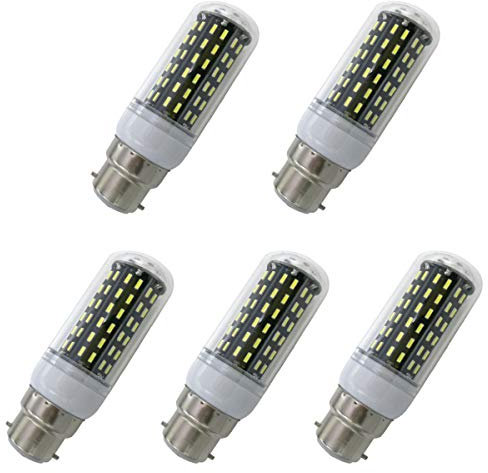 Aoxdi 5 Stück B22 Bajonett LED Leuchtmittel Glühbirne 9W, Kaltweiß, 96 SMD 4014 LED Glühlampe, Nicht Dimmbar B22D Cap Lampen, AC220-240V