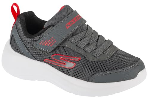Skechers Boy's Selectors Reset Achieved Sneakers, Charcoal Textile/Charcoal Synthetic/Red, 9.5 UK Child