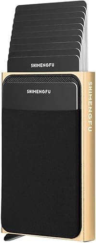 HSAJS Kreditkartenetui Geldbörse RFID Slim Wallet mit 1 Münzfach Minimalist Lockcard Pop up Cardholder Wallet for Women Herren Kartenetui 1-12 Karten Aluminium Portemonnaie