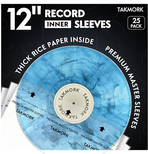 Custodie interne per dischi in vinile: 30,5 cm, antistatiche, in carta di riso per LP, senza acidi, trasparenti, protettive per vinili, 25 pezzi