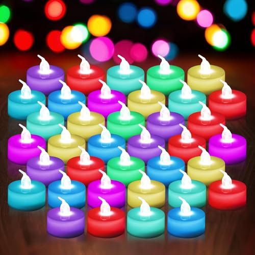 48 velas de té con cambio de color, velas sin llama, velas LED de colores, cambio de color lento, velas de té eléctricas sin llama con luces de colores para Navidad, Pascua, fiesta