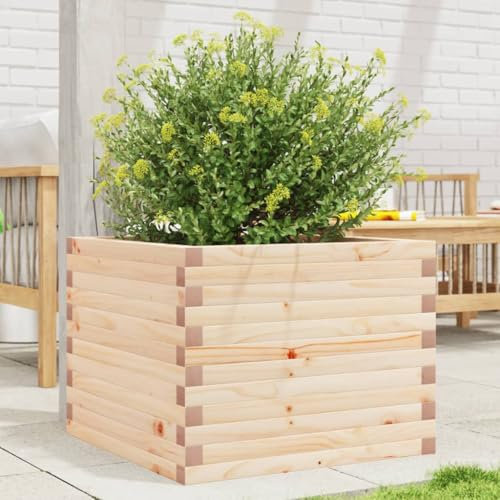 Juroupi Jardinière 60x60x45,5 cm Bois de pin Massif,Jardiniere sur Pieds,Bac avec Treillis,Jardiniere Terrasse