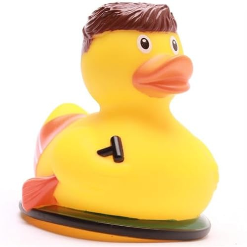 Duckshop I Badeente SUP - Stand up Paddeling I Quietscheentchen I L9cm I Quietscheente I Geschenk für Wassersport-Fans I Präsent Sammler