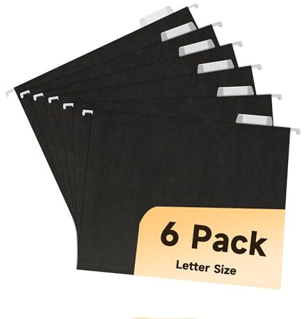 pmybupo Hängeregistraturmappen, Briefgröße, farbige Hängemappen, 11-Punkt-Papier, 1/5-geschnittene verstellbare Register, Großpackung für Aktenschrank, 6 Stück