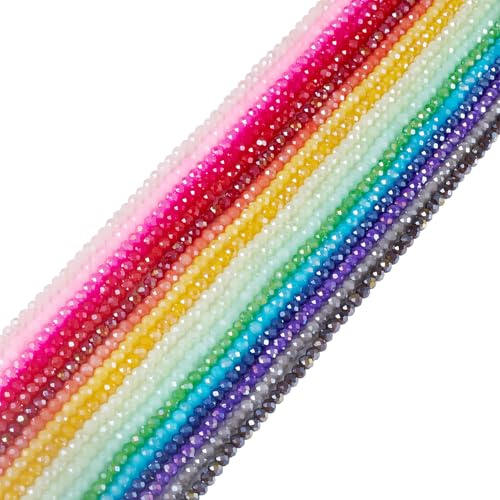PandaHall - Perline sfaccettate 4mm, perline rotonde fuse in cristallo, per bracciali, collane e orecchini dell'amicizia