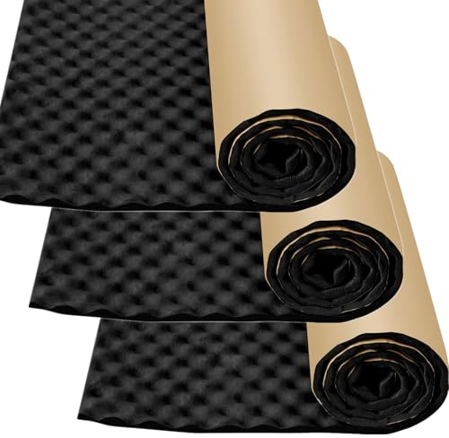 Trafagala Acoustic Foam Panels 3 Pack 200*50*2CM with Double Sided Tape, Acoustic Foam Sound Absorption Pyramid Studio Treatment Wall Panels, Soundproofing Tiles for Studios, Offices, Home